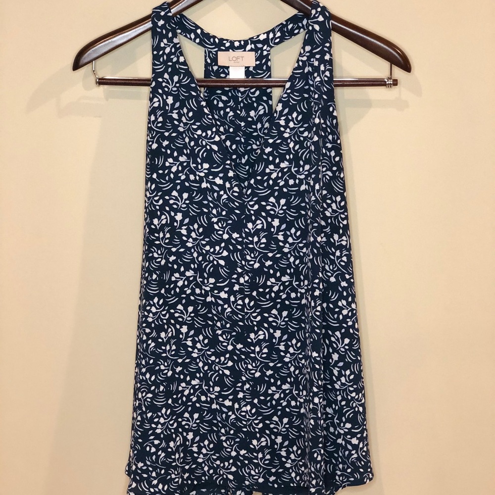 LOFT | Dark Turquoise Floral Sleeveless Top